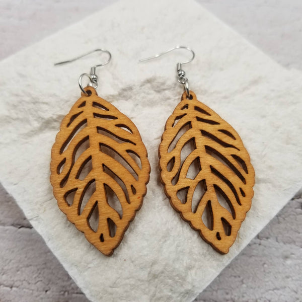 Leaf Wood Earrings