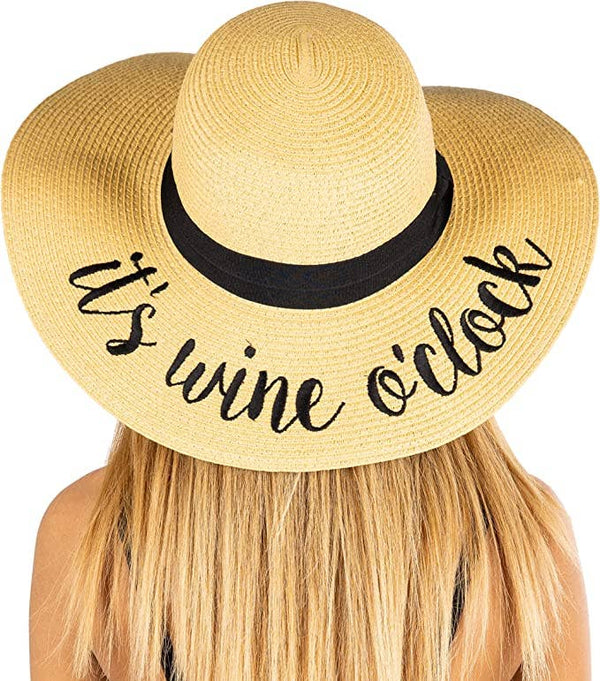 Embroidered Sun Hat - It's Wine O'clock