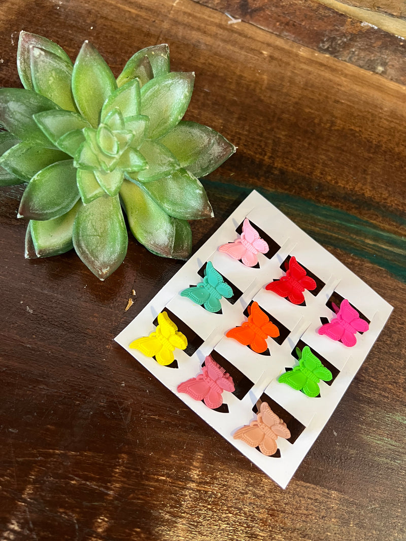 Mini Colorful Claw Clips - Set of 9
