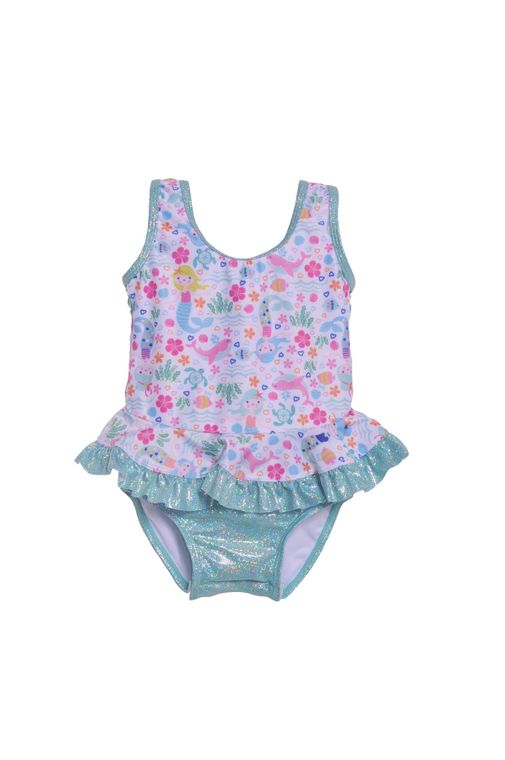 UPF 50+ Stella Infant Ruffle Swimsuit Mermaid Lagoon