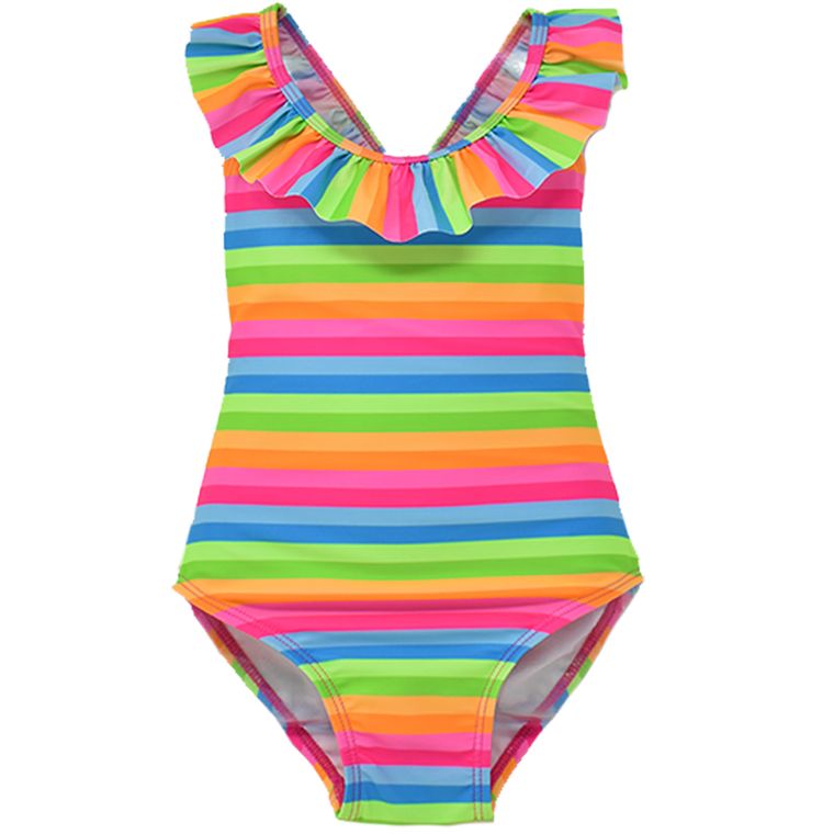 UPF 50+ Mindy Crossback Swimsuit Neon Stripe